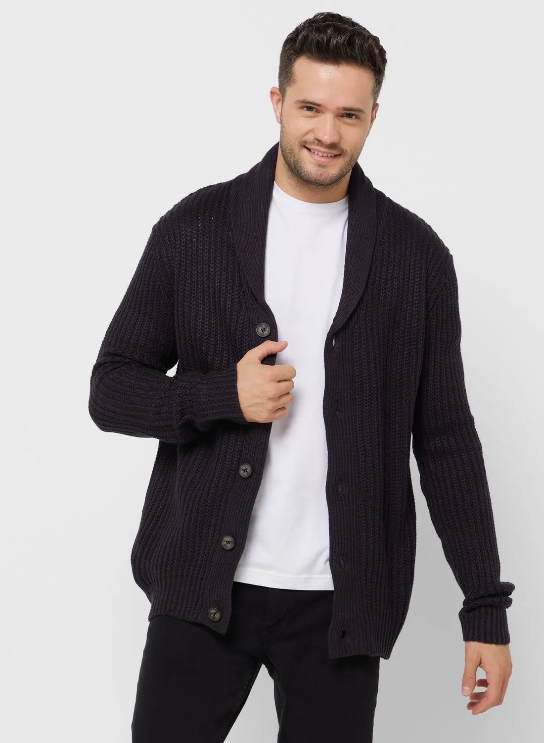 BRAVE SOUL Cable Knit Button Cardigan