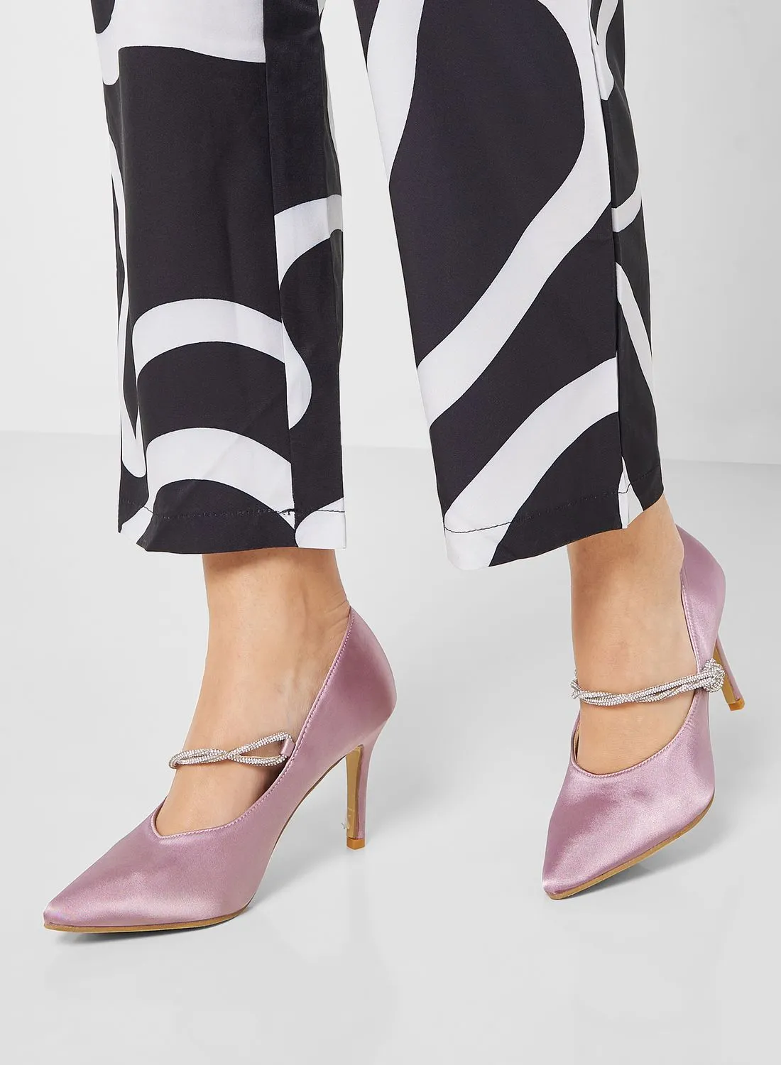 Ella Limited Edition Satin Pump With Embelisshed Strap