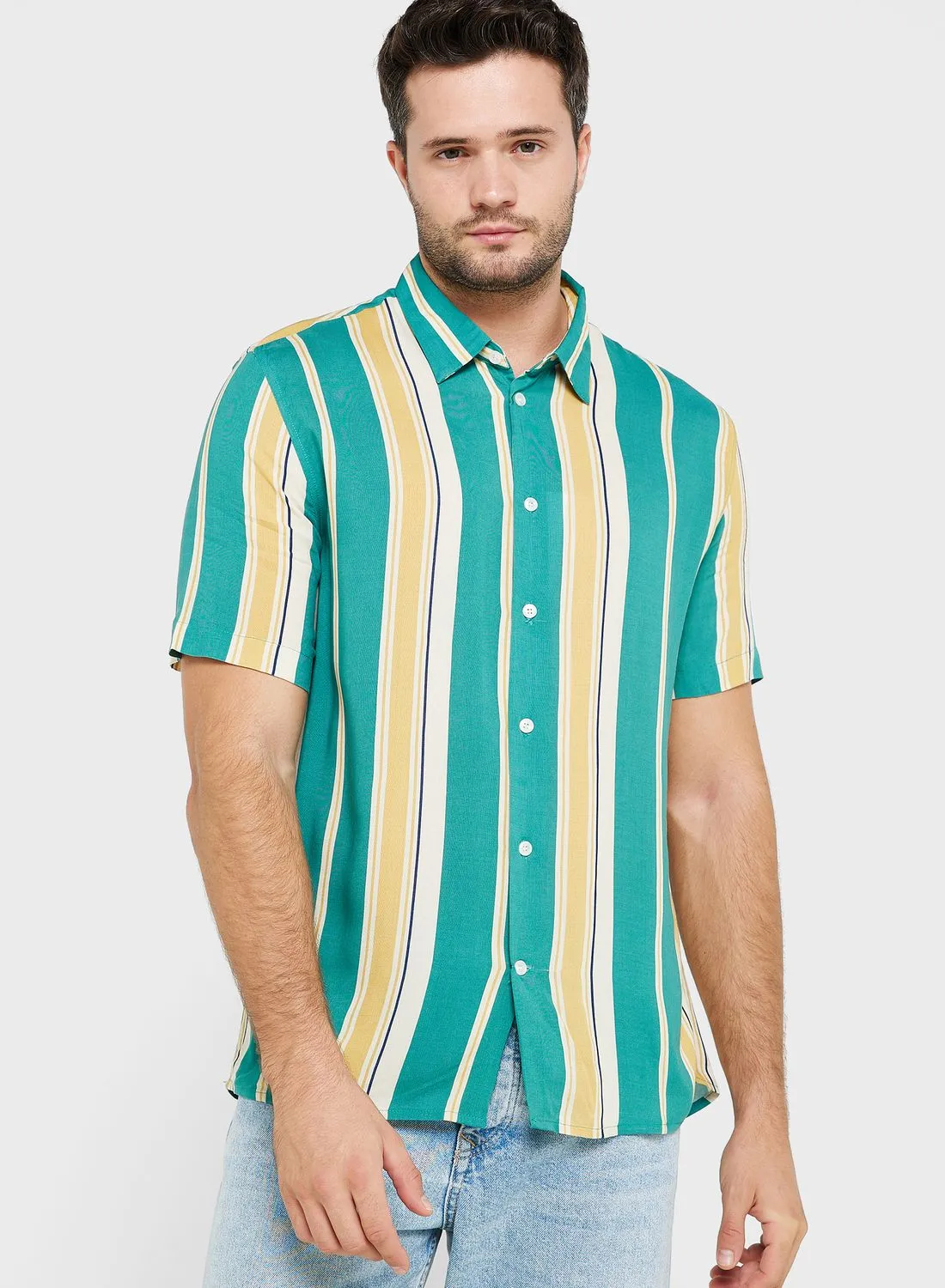 Mango Man Striped Regular Fit Shirt