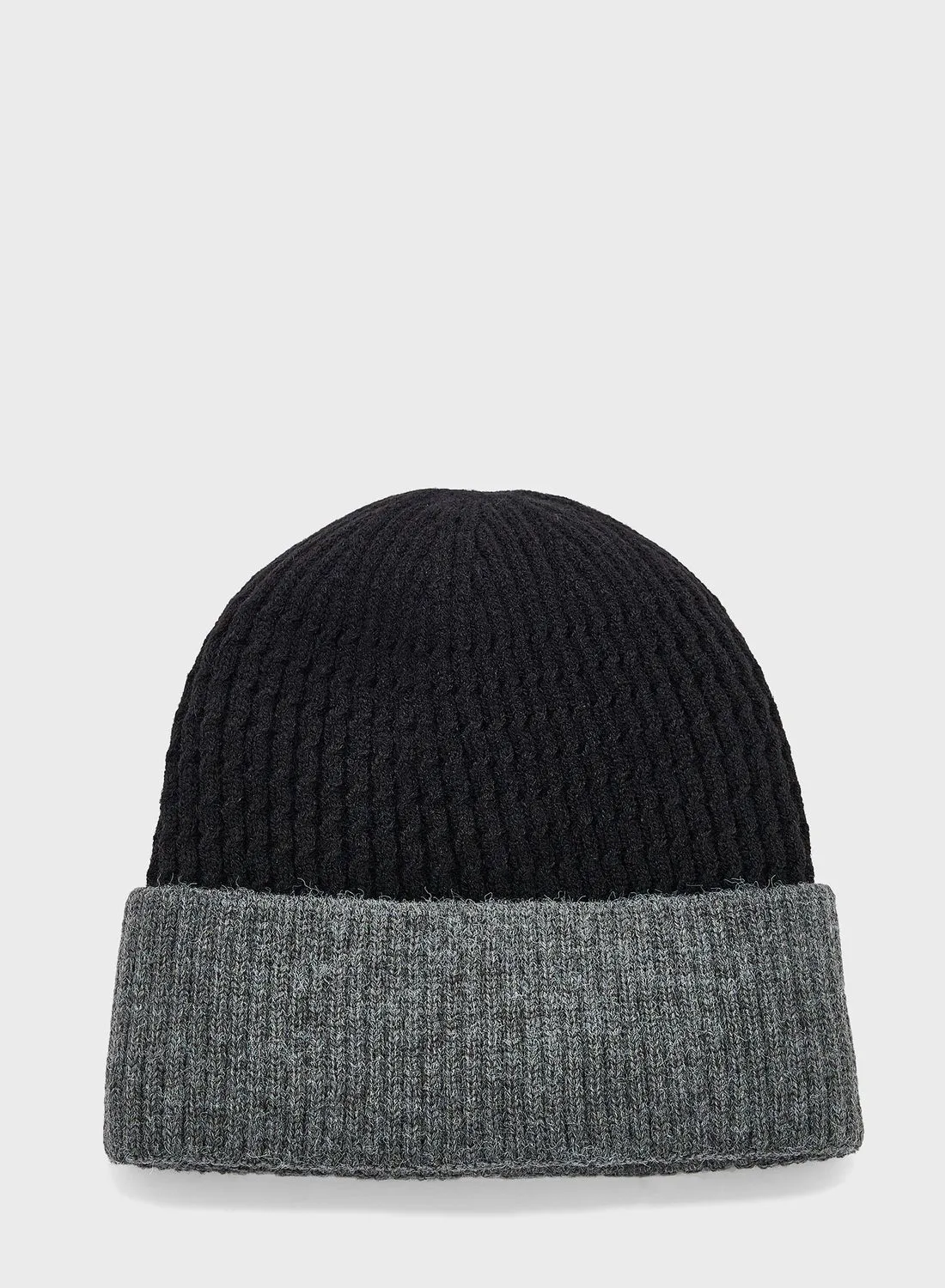 Seventy Five Contrast Turn Up Winter Beanie