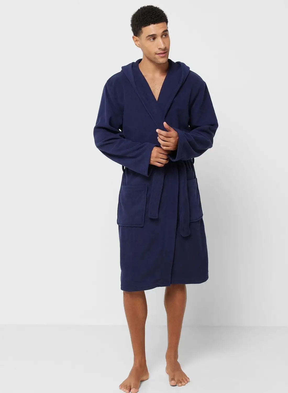 Seventy Five Men'S Foxbury Soft Cosy Anti Pill Polar Fleece Hooded Robe