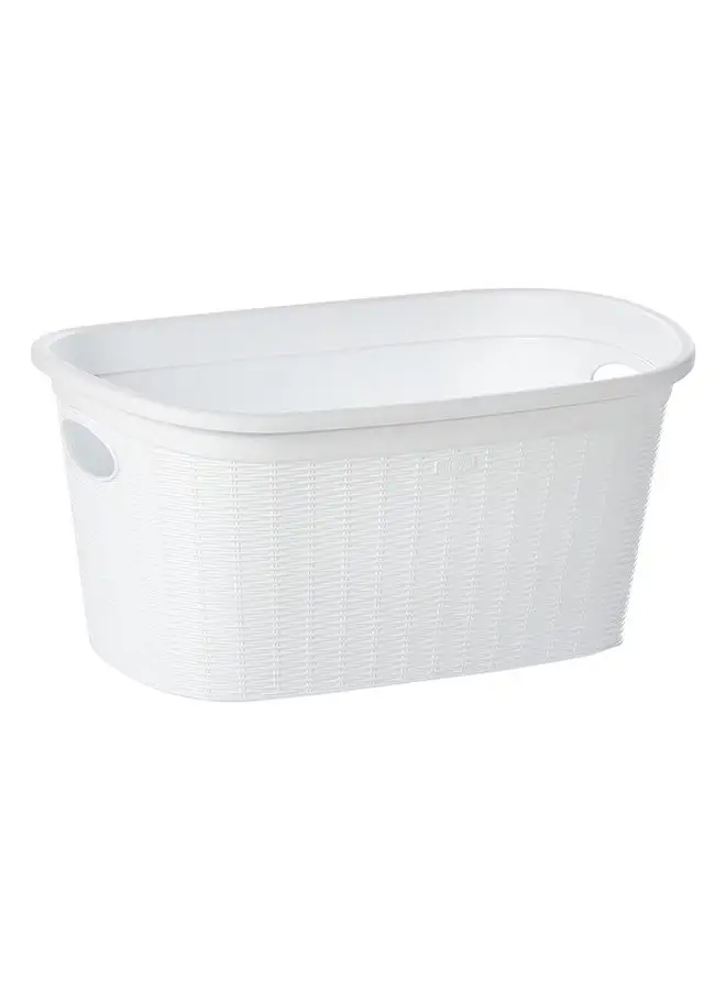 Stefanplast Elegance Laundry Basket, White/Dove Grey/Moka, 38 x 58 x 28 cm, PRO175