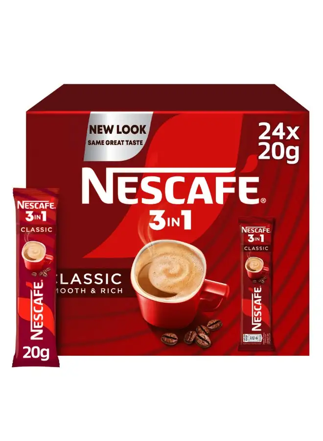 Nescafe 3in1 Instant Coffee Sachet 24 Sticks 20grams