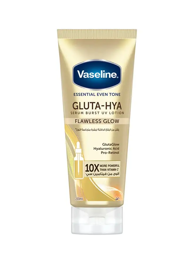 Vaseline Essential Even Tone Gluta Hya Serum Burst UV Body Lotion With Moisturising Petroleum Jelly 200ml