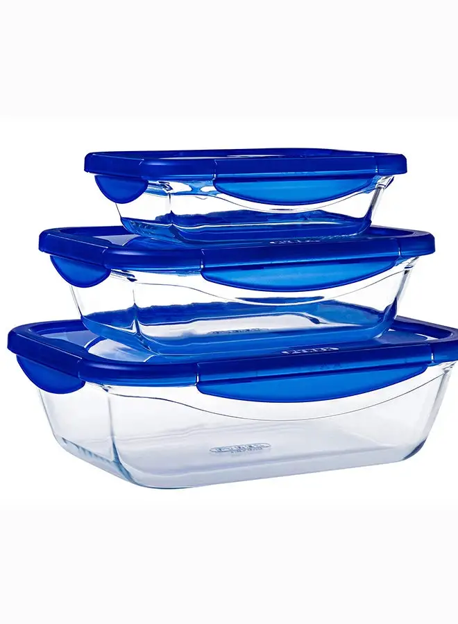 PYREX Cook and Go Rectangle With Lid 800ml Transparent/Blue 20 x 15 x 5 cmcm