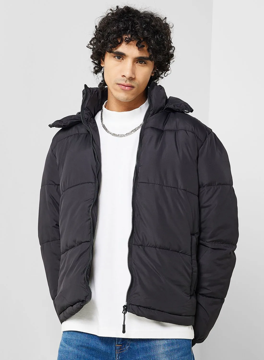 BRAVE SOUL Mens Padded Jacket With Hood Detail;