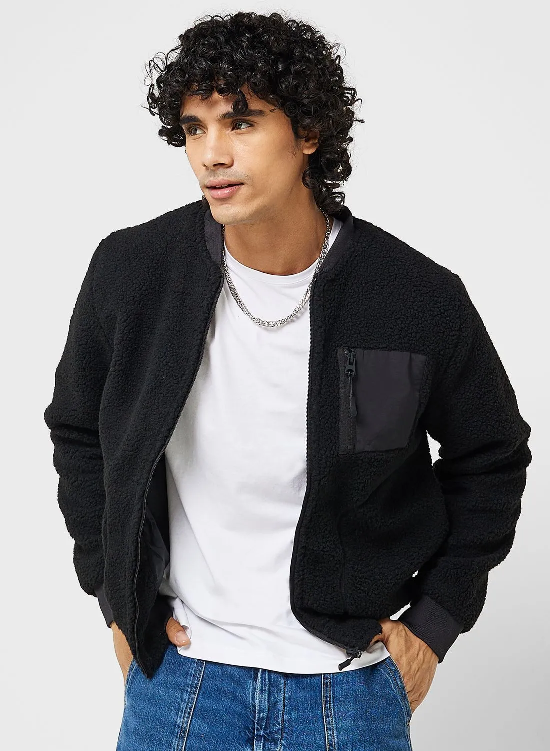 BRAVE SOUL Mens sherpa Bomber Jacket