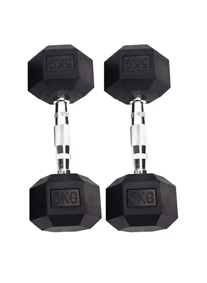 HIGHFLY Set Of 2 Rubber Dumbbells 5kg