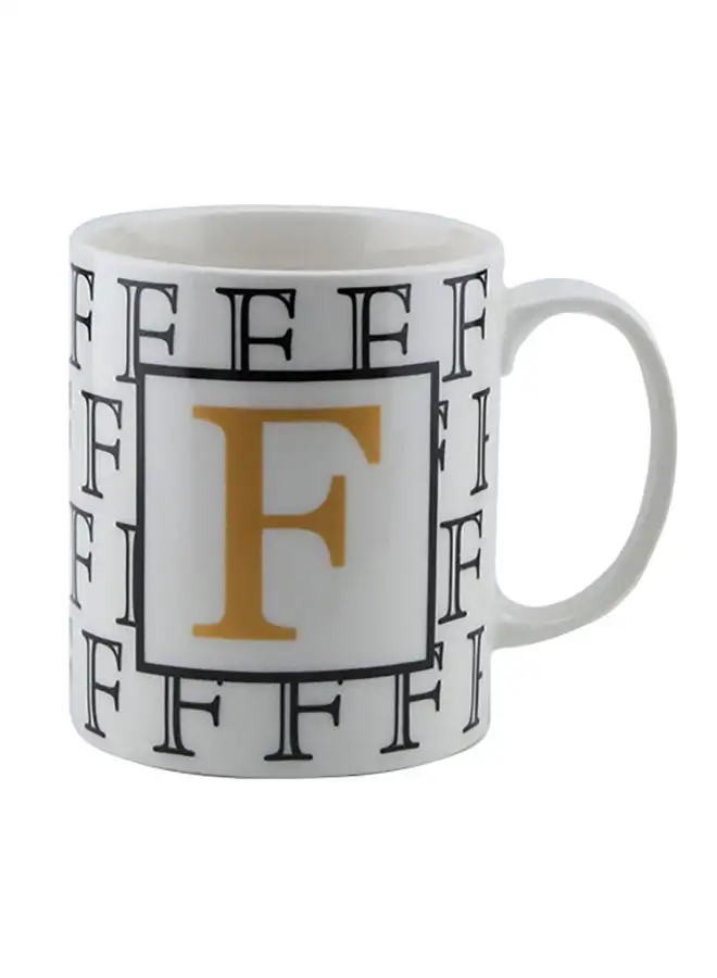 Shallow Letter Printed Porcelain Tea And Coffee Mug White