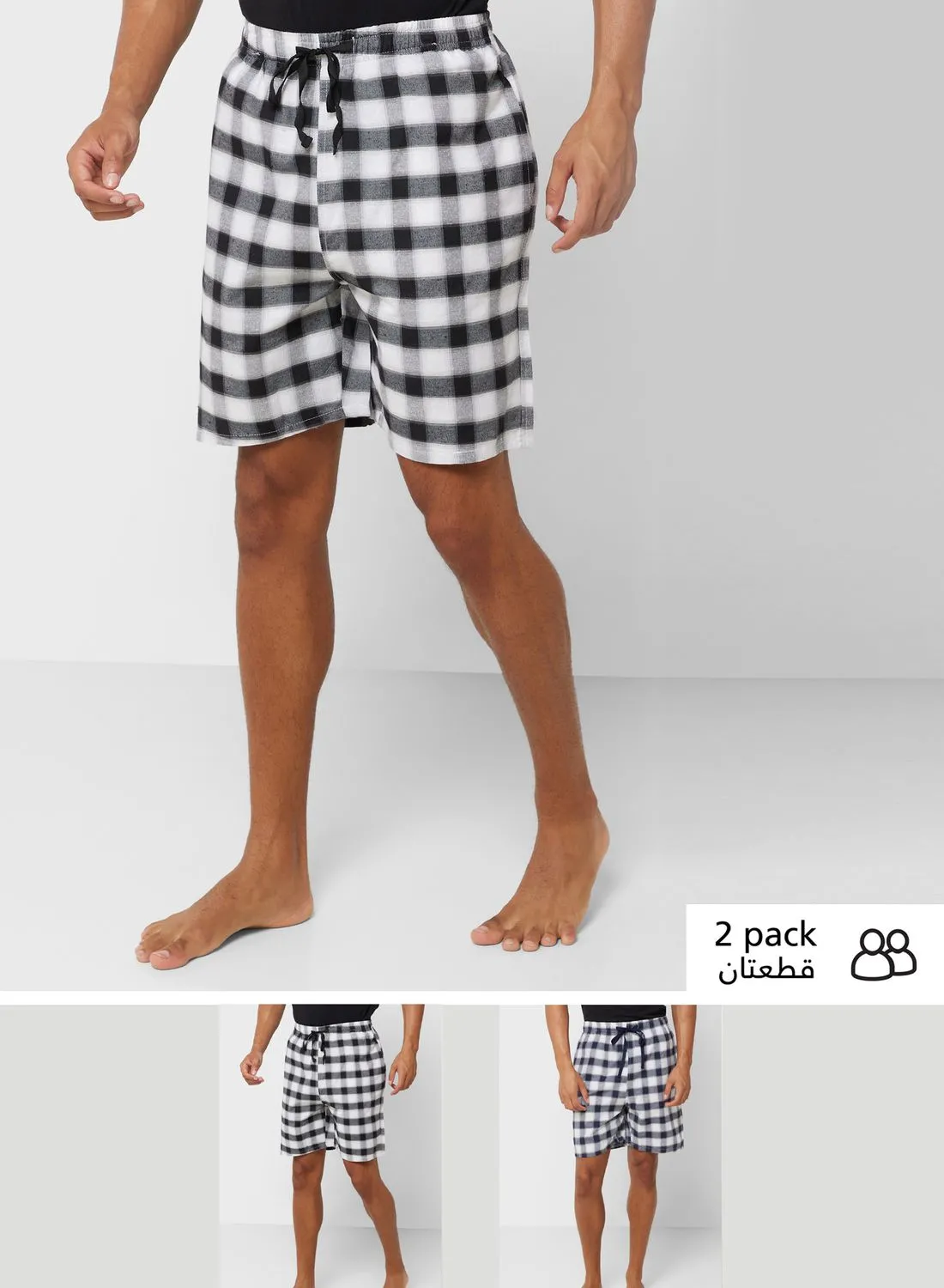 Seventy Five Men'S Foxbury Twin Pack Check Shorts