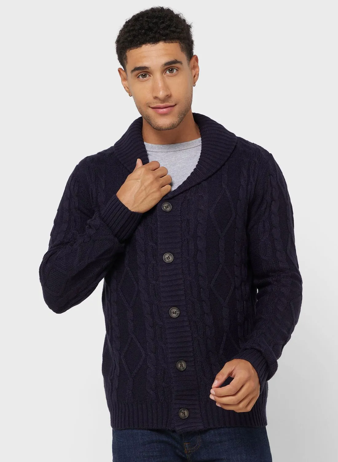 BRAVE SOUL Cable Knit Button Cardigan