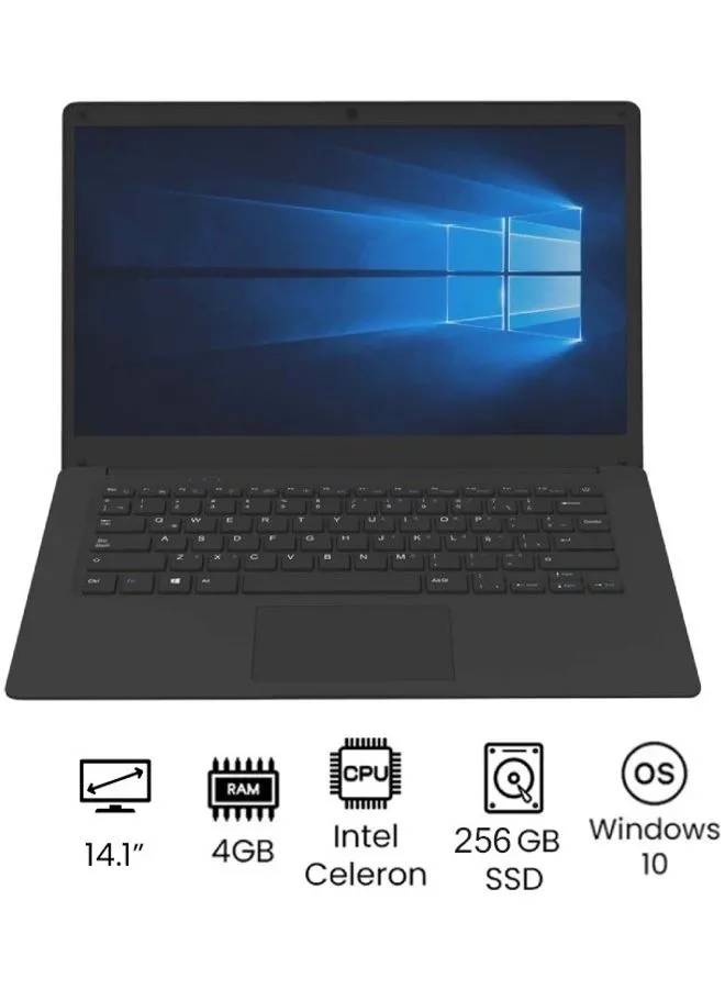 InnJoo N2 Laptop With 14.1-Inch Display, 11th Gen Intel Dual Core Celeron N3350 Processor / 4GB RAM / 256GB SSD / Win 10 Black