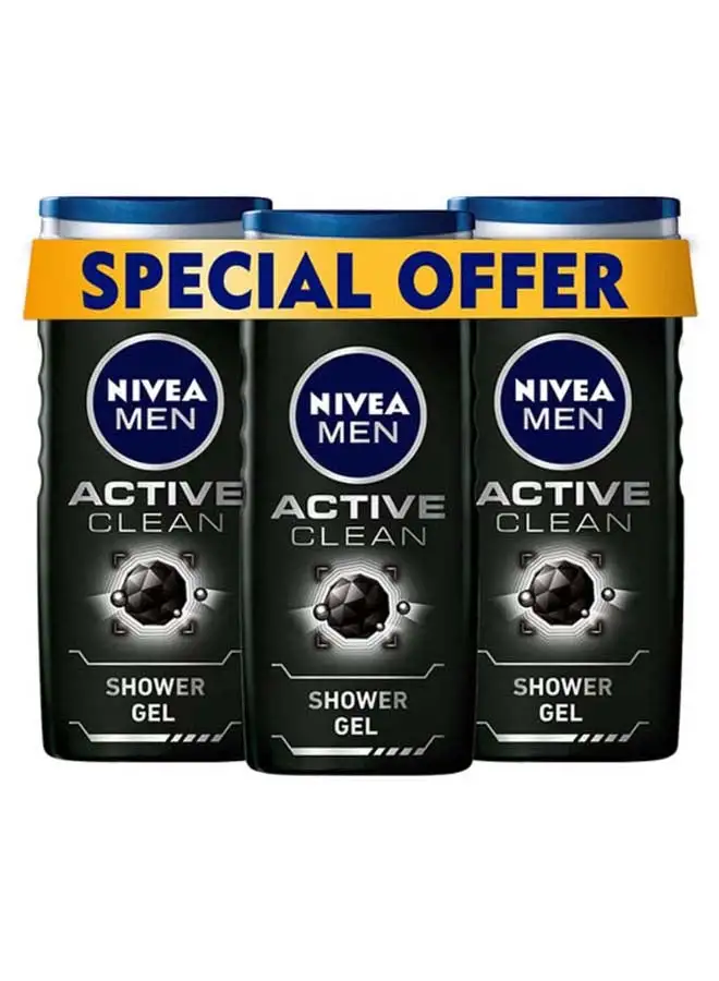 NIVEA MEN 3 In 1 Charcoal Shower Gel Pack Of 3 250ml