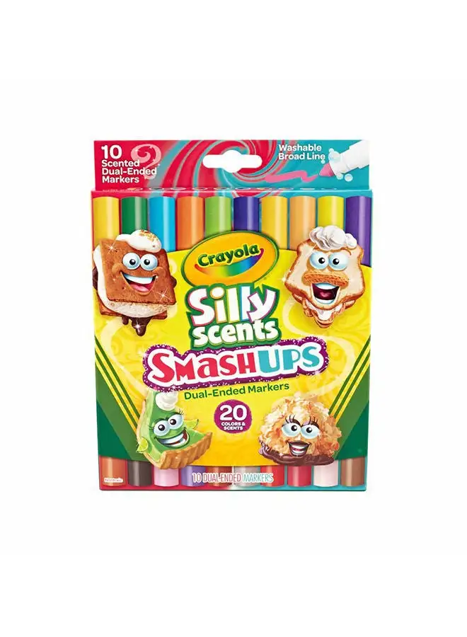 Crayola 10 Ct Silly Scents Smash Ups  Broad Line Dual-Ended Washable Markers