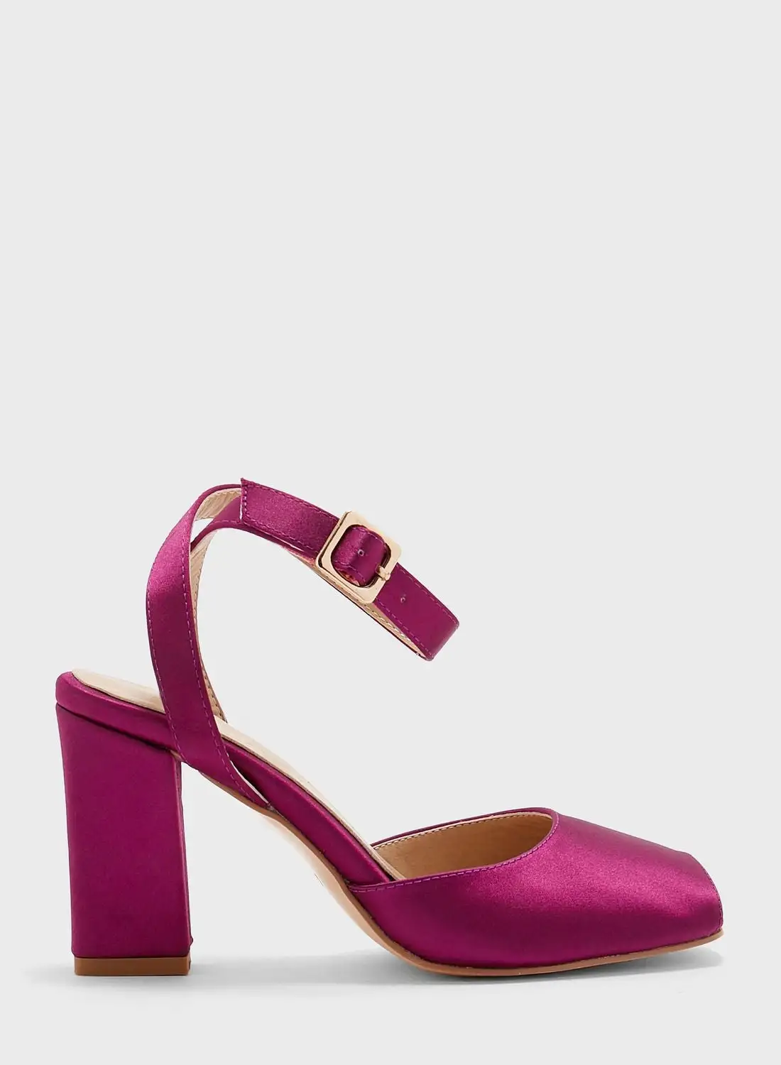 Khizana Peep-toe Satin Ankle Strap Pump