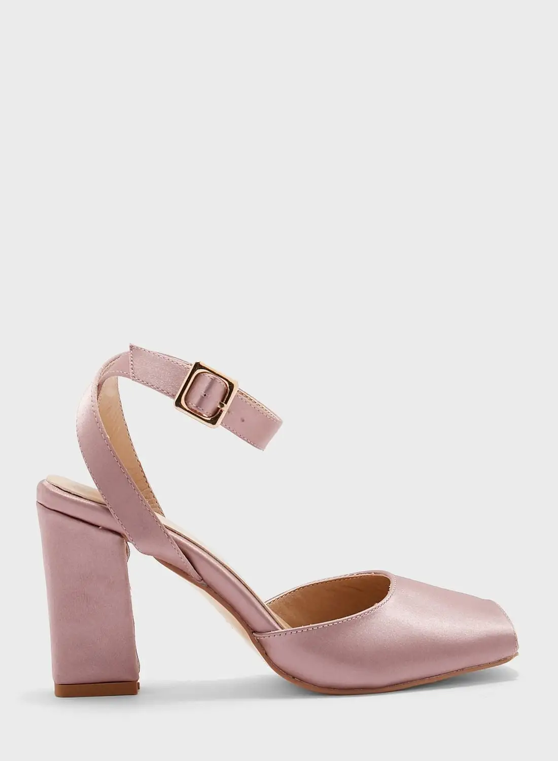 Khizana Peep-toe Satin Ankle Strap Pump