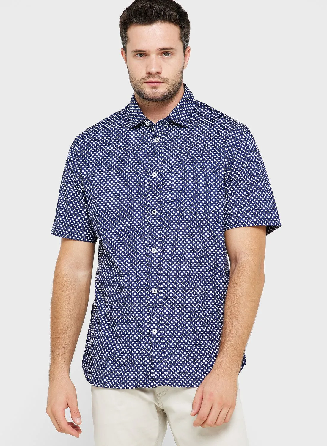 Mango Man Dot Print Regular Fit Shirt