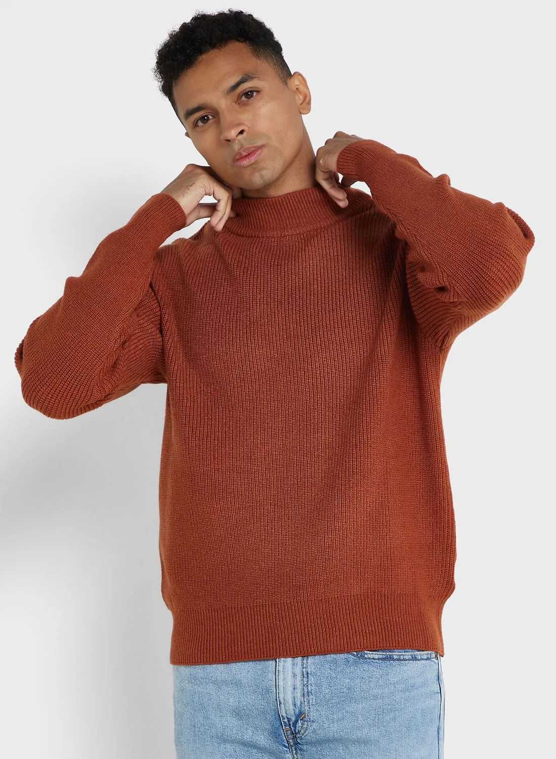 Robert Wood Space Knit High Neck Sweater