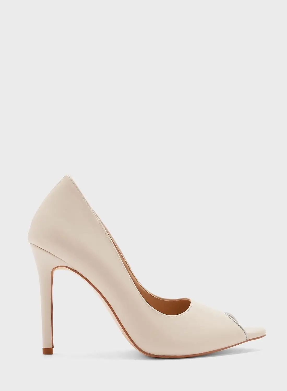 Khizana Metallic Trim Peep-toe Pointed Pump