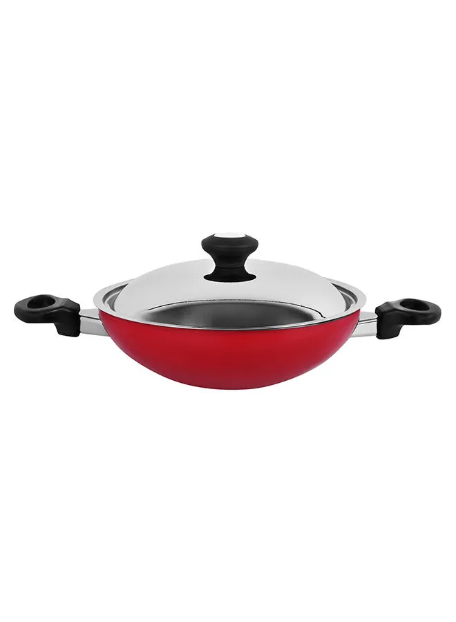 Prestige Kadai With Stainless Steel Lid Red 24cm