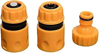 Ma Fra Universal Garden Water Hose Pipe Connector - Yellow, Set of 3 Pieces