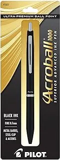 قلم بايلوت Acroball 1000 Ultra-Premium Ball Point ، 0.7 مم رفيع ، حبر أسود ، برميل أسود (13635)