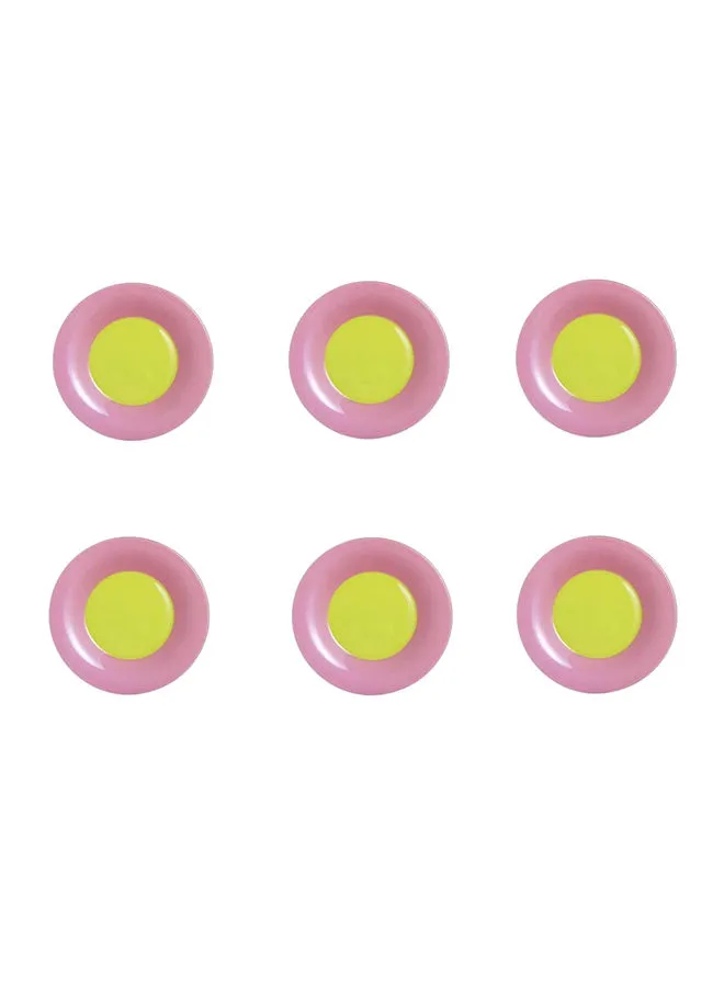 Luminarc 6-Piece Dessert Plate Pink/Yellow 19cm