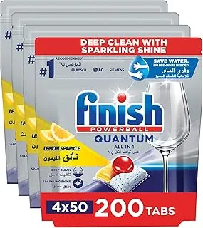 Finish Powerball Quantum ALL in 1 Dishwasher, Lemon Sparkle, 200 Tablets (50x4)