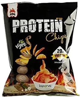 Laperva Protein Chips - 20g Protein per Pack, High Fiber, Low Fat, Vegetarian Snack, Delicious and Healthy High Protein Snack - 55 Grams per Pack - (Barbecue - 1 PIECE)