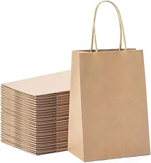 MARKQ 24 Bags Brown Paper bags with handles 15 x 11 x 6 cm Small Kraft Gift bags for Birthday Party Favors, Weddings, Merchandise, Goodies, Baby Shower