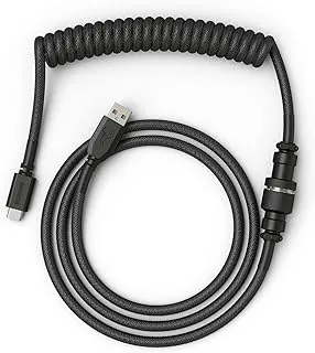 Glorious Coiled Keyboard Cable – Coiled USB C Cable Artisan Braided Cables for Mechanical Gaming Keyboard Coiled Cable - Custom Keyboard Cable (Black)