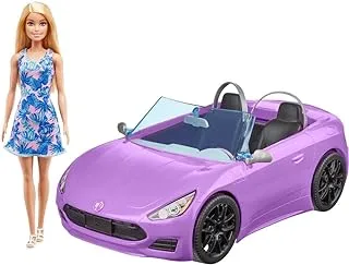 Barbie Doll (11.5 in Blonde) & Purple Convertible Car, 3 to 7 Year Olds