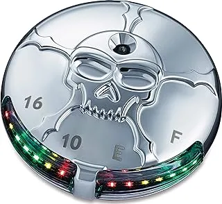 Kuryakyn 7357 Motorcycle Lighting Accent Accessory: Zombie Skull LED Fuel and Battery Gauge for 1988-2019 Harley-Davidson Motorcycles, Chrome, One Size