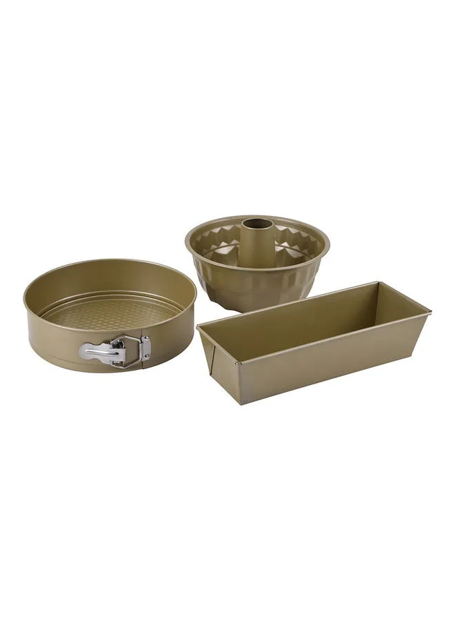 BERGNER 3-Piece Bakeright Pro Carbon Steel Non-Stick Bakeware Set Greenish Gold