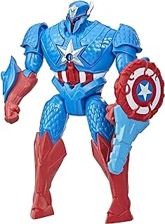 Marvel Avengers Mech Strike Monster Hunters Hunter Suit Captain America Toy, 8 Inch Scale Deluxe Action Figure, Toys for Kids Ages 4 and Up, Multi color