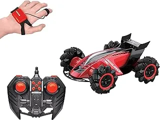 Lexibook, Crosslander Fire RC60 Remote Control Car Up to 12km/h 4WD Smoke Fountain, Light and Sound Effects, Music, Remote Control and Gesture Control Wristband, Rechargeable