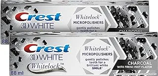 Crest 3D White, Whitelock Micropolishers Toothpaste with Charcoal, Peppermint Flavor, 88 ml​ Dual Pack,