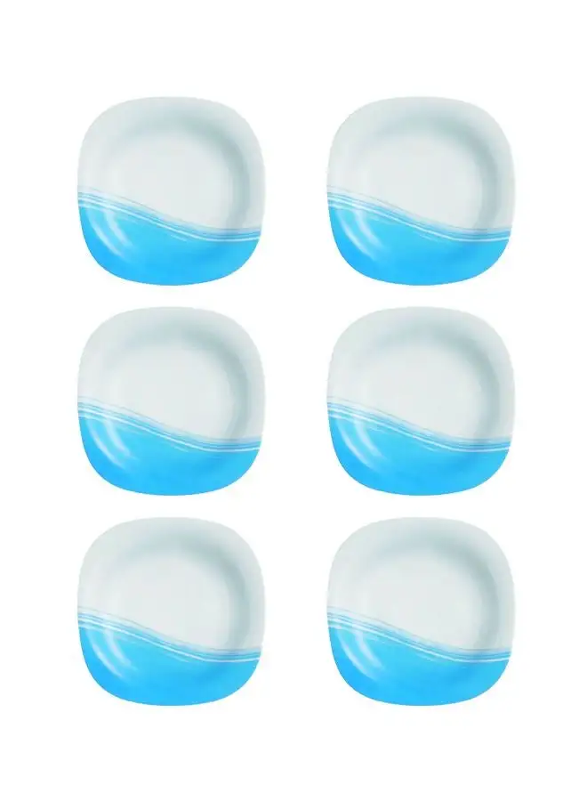 Luminarc 6-Piece Wave Dessert Plates White/Blue 19cm