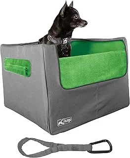 Kurgo Rear Skybox Booster for Dogs, Includes Dog Seatbelt Tether, Carseat for Pets Up to 30 Pounds, Helps with Canine Car Sickness, Rear Seat Use Only, Grass Green/Charcoal