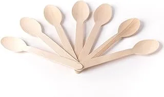 Rosy.Moment Wood Cutlery Dessert Spoons Natural Alternative to Plastic, Disposable Spoon Set [16cm - Pack of 50 Pcs]