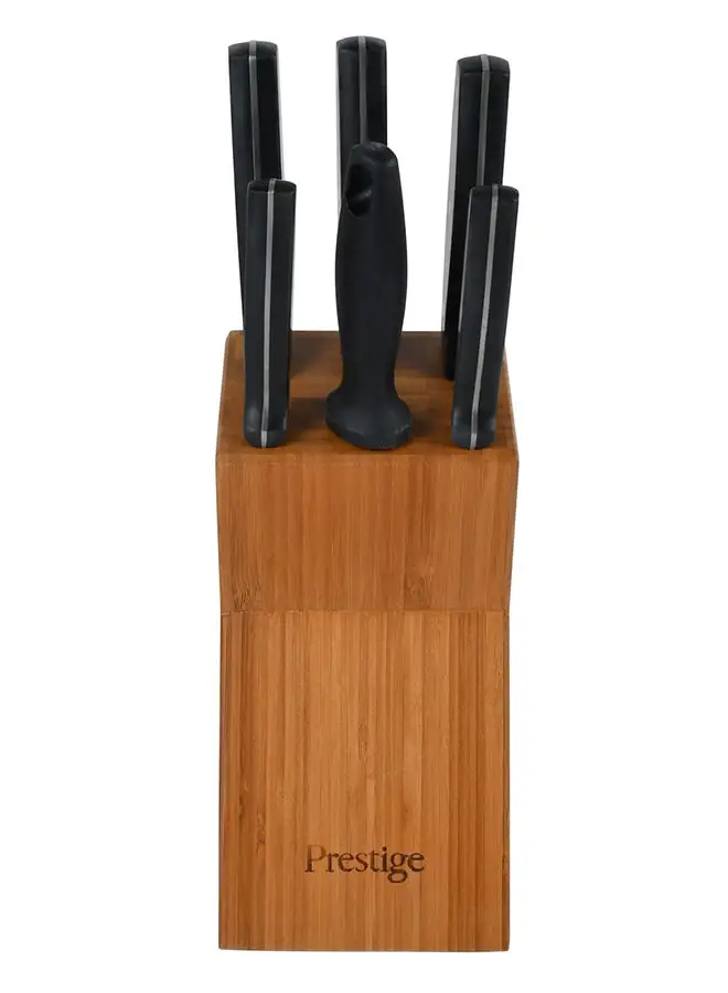 Prestige 7-Piece Complement Knife Block Set Silver/Black/Orange