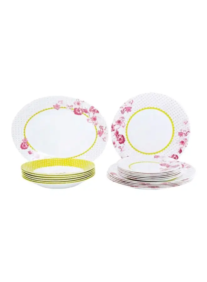 Luminarc 19-Piece Essence Dinner Set White/Pink/Green