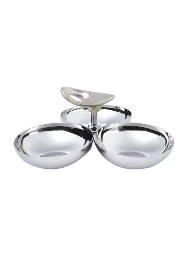 REGENT 3-Comprtment Snack Bowl Silver 20x18x8cm