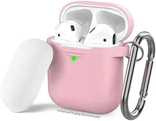 AhaStyle Keychain الإصدار الثاني من السيليكون المتناسق متوافق مع Airpods - وردي / أبيض