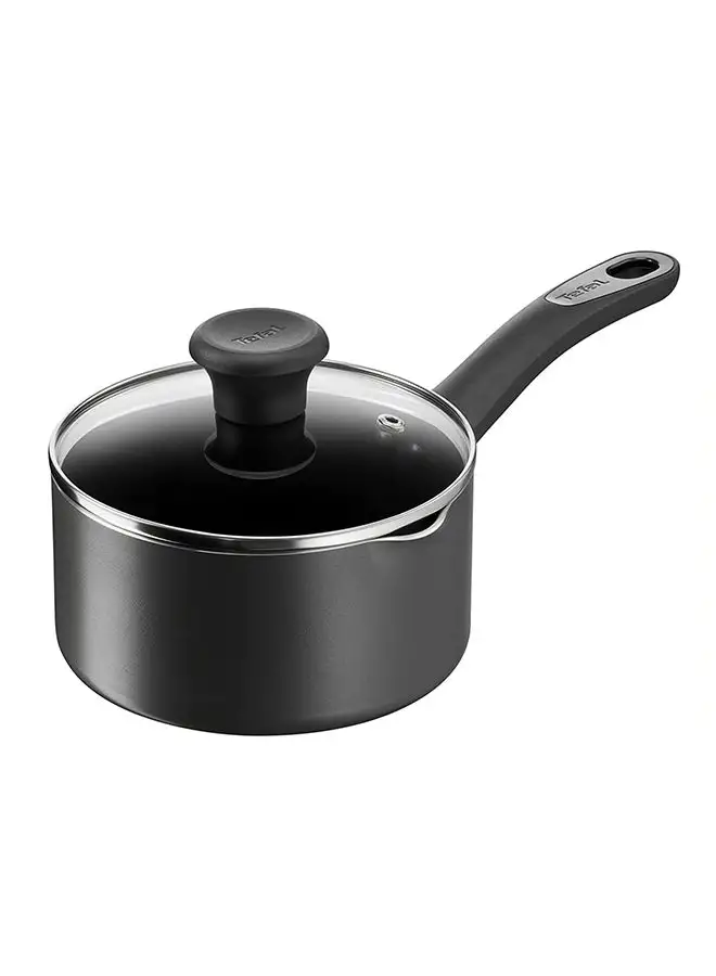 Tefal Non-Stick G6 Delicia Aluminium Saucepan With Glass Lid Black 16cm