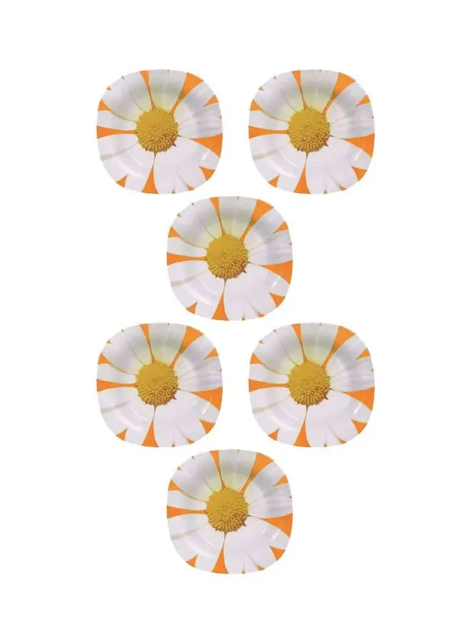 Luminarc 6-Piece Paquerette Melon Dessert Plates White/Yellow/Orange 19cm