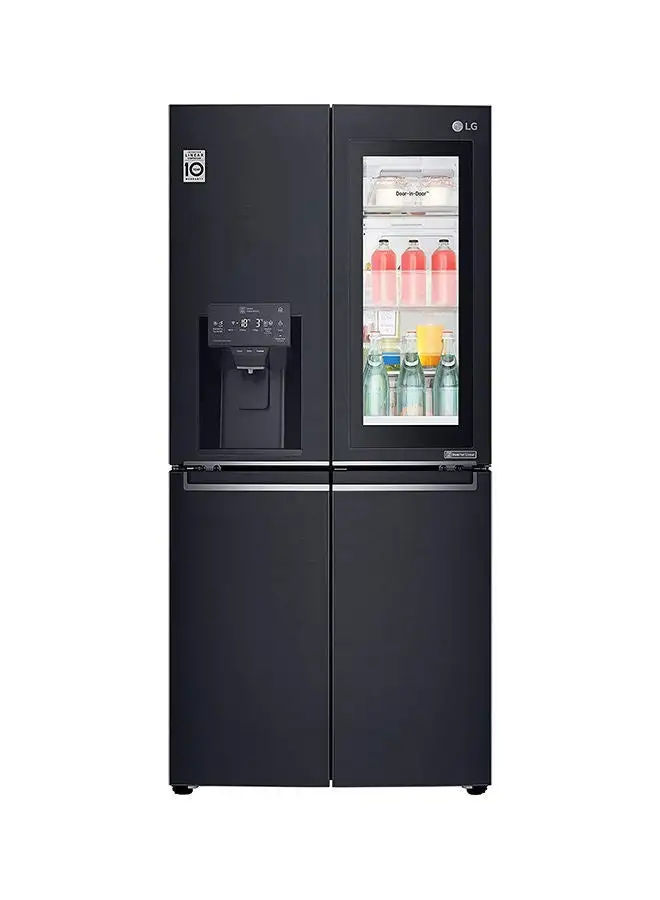 Lg 570L Gross/ 423L Net Capacity, French Door (4 Door) Refrigerator, No Frost With InstaView Door-In-Door Technology With Linear Cooling 640 kW GR-X29FTQEL Matte Black