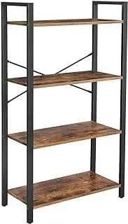 SKY TOUCH Sky-Touch Ladder Shelf, Bookshelf Rack 4 Tier Storage Organizer Shelf, Shelf Unit, Plant Stand, Living Room Bookcases, Industrial Bookshelf, for Bedroom, Kitchen, Office, Brown,47x26x12 inch