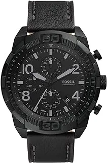 Fossil Men Bronson Chronograph, Black Tone Stainless Steel Watch, Fs5874 Black/White