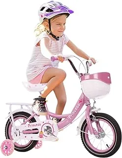 COOLBABY Kids Bike with Hand Brake and Basket for Ages 3-8 Years, 12 Inch Princess Bikes Bicycles With backseat, Children Bicycle. (Purple)…